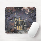Spuk Haus | Spooky Vollmondbaum und Fledermäuse Mousepad (Mit Mouse)