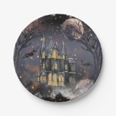 Spuk Haus | Spooky Vollmondbaum und Fledermäuse Pappteller (Vorderseite)