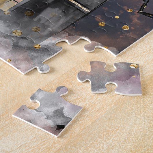 Spuk Haus | Spooky Vollmondbaum und Fledermäuse Puzzle (Seite)