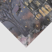 Spuk Haus | Spooky Vollmondbaum und Fledermäuse Seidenpapier (Ausschnitt)