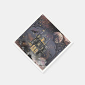 Spuk Haus | Spooky Vollmondbaum und Fledermäuse Serviette (Ecke)