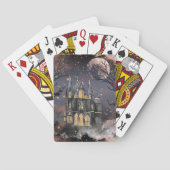 Spuk Haus | Spooky Vollmondbaum und Fledermäuse Spielkarten (Rückseite)