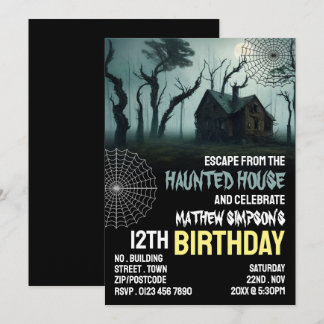 Spuk Haus Thema, Escape Room, Geburtstagsparty Einladung