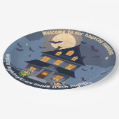 Spuk Haus um Mitternacht Pappteller (Schrägansicht)