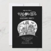 Spuk Haus und Fledermäuse Halloween Einladung (Vorderseite)