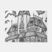 Spuk Haus und Fledermäuse Halloween Fußmatte (Vorderseite)
