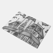 Spuk Haus und Fledermäuse Halloween Fußmatte (Schrägansicht)