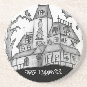 Spuk Haus und Fledermäuse Halloween Getränkeuntersetzer