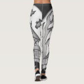 Spuk Haus und Fledermäuse Halloween Leggings (Rückseite)