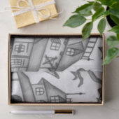 Spuk Haus und Fledermäuse Halloween Seidenpapier (Geschenk)