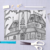 Spuk Haus und Fledermäuse Halloween Seidenpapier (Handwerk)