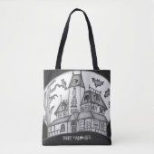 Spuk Haus und Fledermäuse Halloween Tasche (Vorderseite)