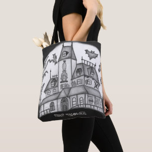Spuk Haus und Fledermäuse Halloween Tasche