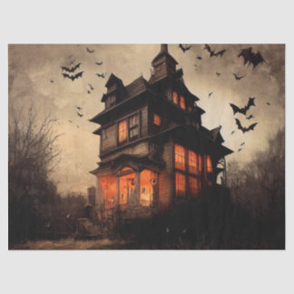 Spuk Haus und fliegende Kreaturen decoupage Seidenpapier