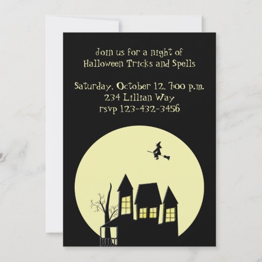 Spuk Haus und Fliegerhexe Einladung (Vorderseite)