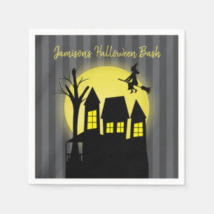 Spuk Haus und Fliegerhexe mit Mondlicht Serviette