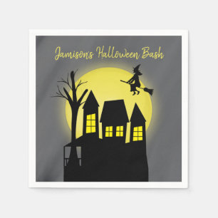 Spuk Haus und Fliegerhexe mit Mondlicht Serviette