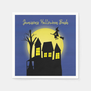 Spuk Haus und Fliegerhexe mit Mondlicht Serviette