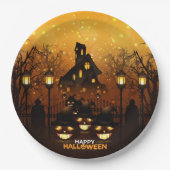 Spuk Haus und Pumpkins Pappteller (Vorderseite)
