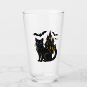 Spuk Haus und schwarze Katze Glas (Vorderseite)