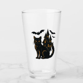 Spuk Haus und schwarze Katze Glas