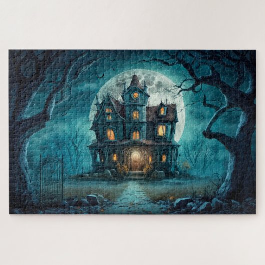 Spuk Haus unter Vollmond Puzzle (Horizontal)