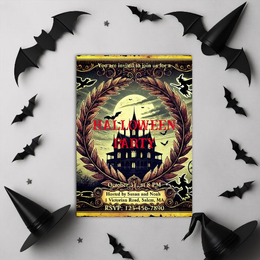 Spuk Haus Viktorianisches gotisches Halloween-Part Einladung