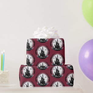 Spuk Haus Vollmond Fledermäuse Happy Halloween Geschenkpapier