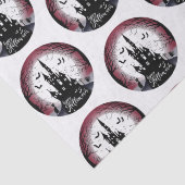 Spuk Haus Vollmond Fledermäuse Happy Halloween Seidenpapier (Detail)