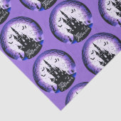 Spuk Haus Vollmond Fledermäuse Happy Halloween Seidenpapier (Detail)