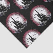 Spuk Haus Vollmond Fledermäuse Happy Halloween Seidenpapier (Detail)