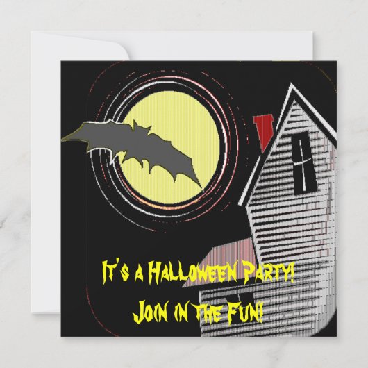Spuk Haus Vollmond und Bat Einladung (Vorderseite)
