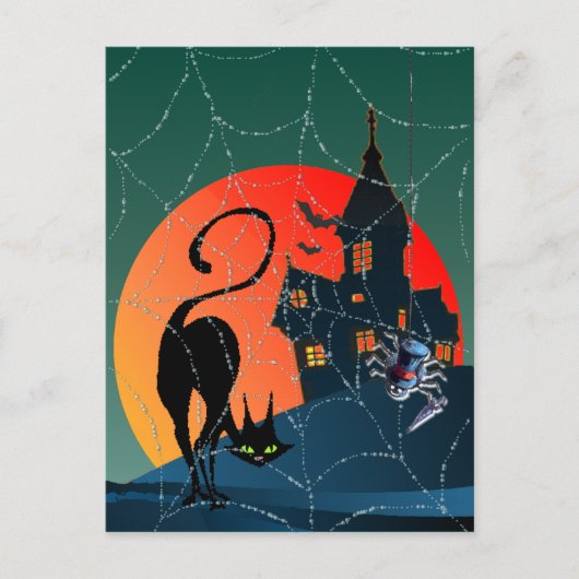 SPUK HAUS, WEB & CAT VON SHARON SHARPE POSTKARTE (Vorderseite)