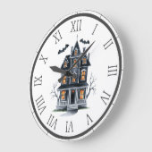 Spuk Hausbaum und Fledermäuse Halloween Große Wanduhr (Winkel)