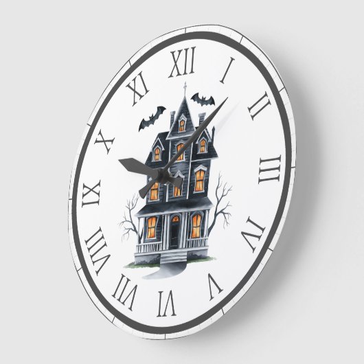 Spuk Hausbaum und Fledermäuse Halloween Große Wanduhr (Winkel)