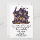 Spuk Hause Spooky Ghosts Bats Halloween-Party Einladung (Vorderseite)