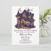 Spuk Hause Spooky Ghosts Bats Halloween-Party Einladung (Stehend Vorderseite)