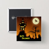 Spuk HausHalloween Button (Vorne & Hinten)