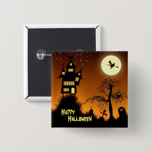 Spuk HausHalloween Button (Vorne & Hinten)