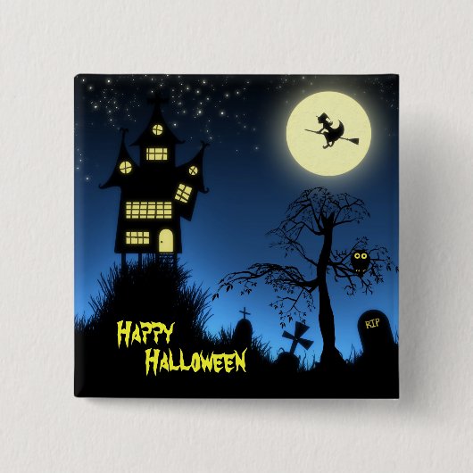 Spuk HausHalloween Button (Vorderseite)