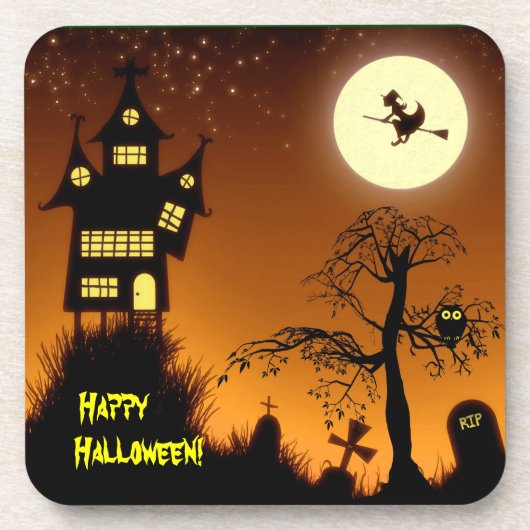 Spuk HausHalloween Getränkeuntersetzer (Vorderseite)