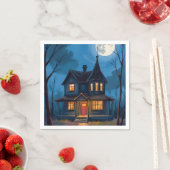 Spuk HausHalloween handbemalt Serviette (Beispiel)