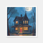 Spuk HausHalloween handbemalt Serviette (Vorderseite)