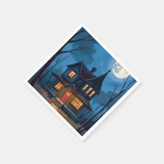 Spuk HausHalloween handbemalt Serviette (Ecke)