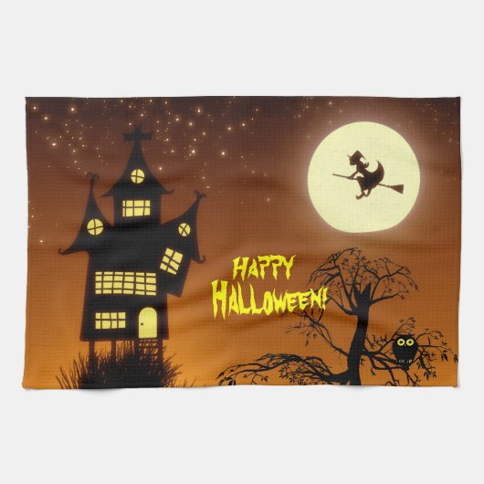 Spuk HausHalloween Küchentuch (Horizontal)