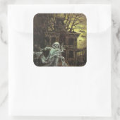 Spuk häusliches Halloween-Aufkleber Quadratischer Aufkleber (Tasche)