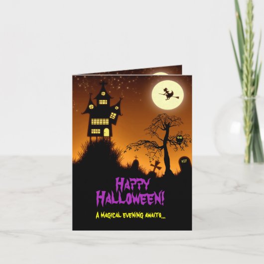 Spuk häusliches Halloween Karte (Vorderseite)