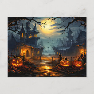Spuk häusliches Halloween Postkarte