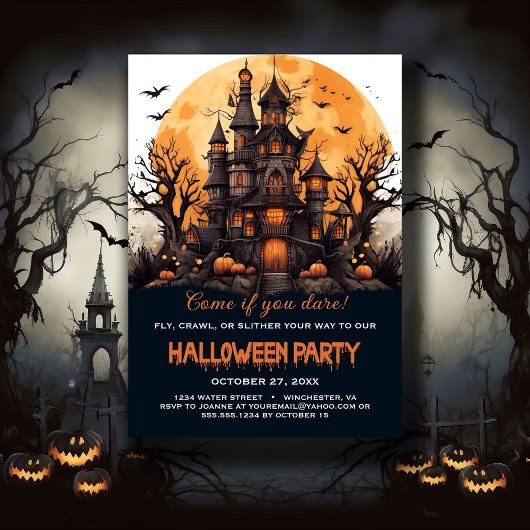 Spuk Hausmäntel Bäume Spooky-Halloween-Party Einladung