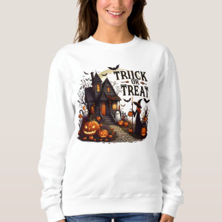 Spuk Hausweg mit Kürbis und Gespenstern Sweatshirt